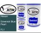 Preview: Nissan, Greenish Blue Pearl, FL1: 500ml Lackdose + 500ml Klarlack + 250ml Härter - Set, von ATW Autoteile West.